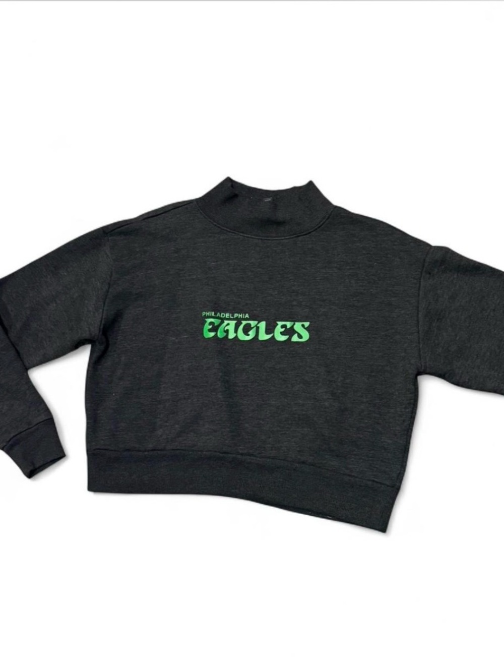 Philadelphia Eagles Charcoal Cropped Mock Neck Sweatshirt - Picture 14 of 14